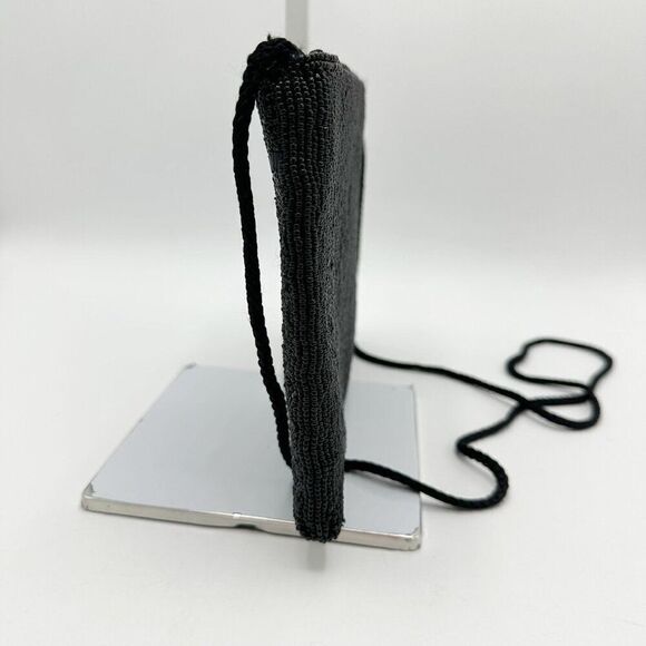 Vintage Hastings & Smith Black Beaded Clutch Purse With Strap 9"x6"x0.5" - Picture 5 of 8